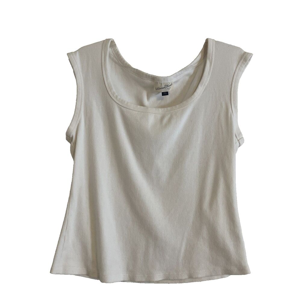 Universal Thread Tank Top Womens XXL Cream Ivory Sleeveless Stretch Cotton Blend
